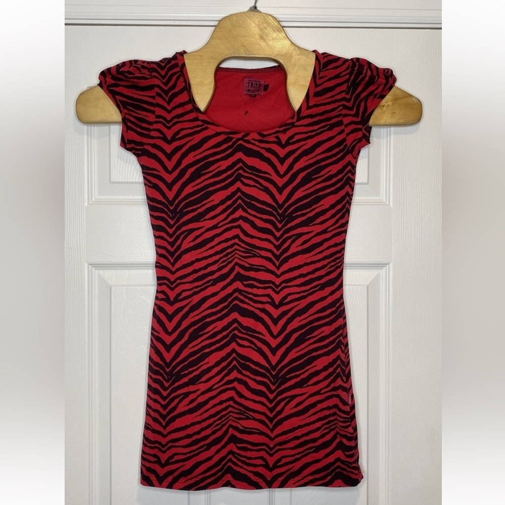 RARE Tripp NYC Y2K Red and Black Zebra Zebra print dress. Size s